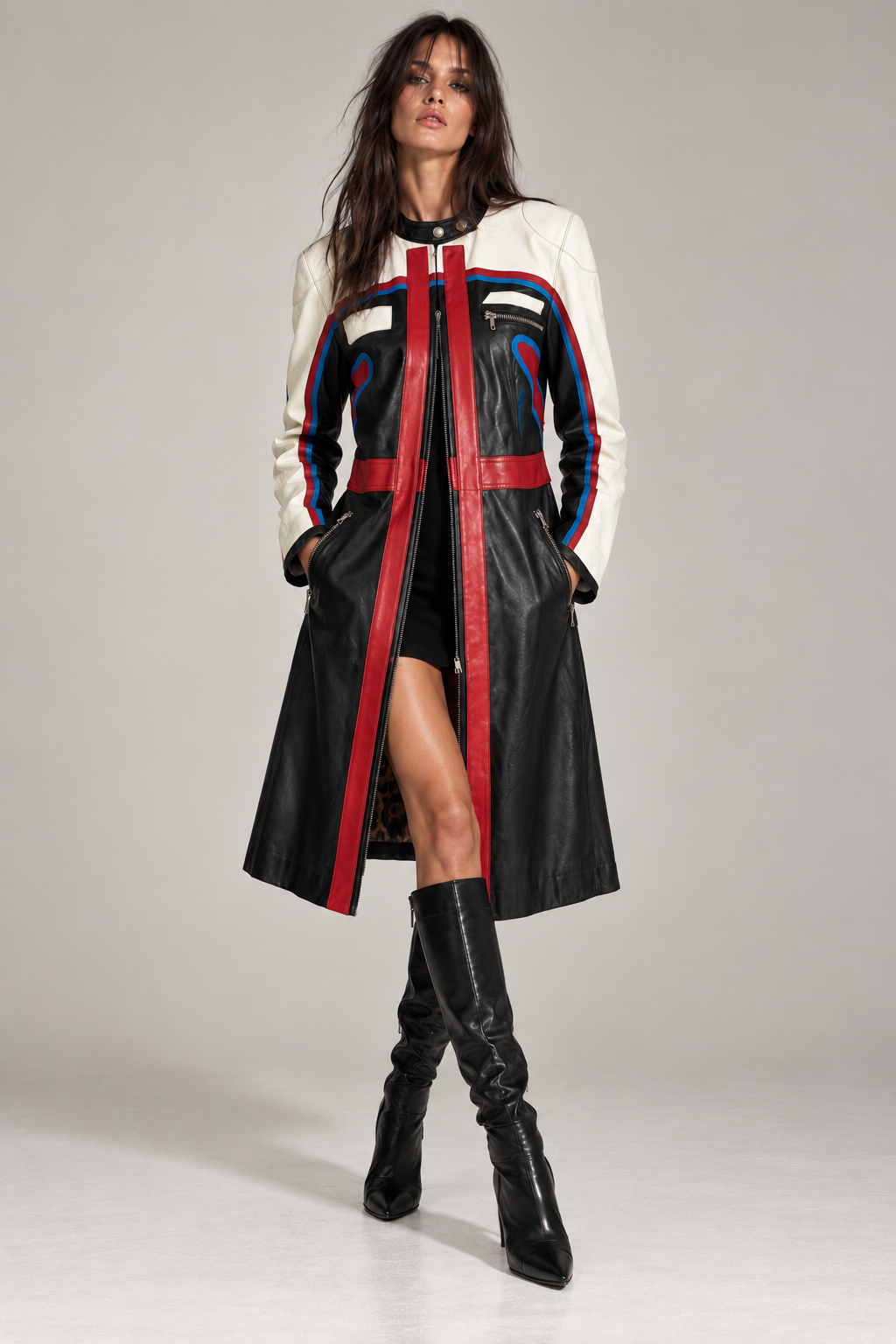 Rare Runway Dolce & Gabbana Spring 2001 Leather Moto Coat
