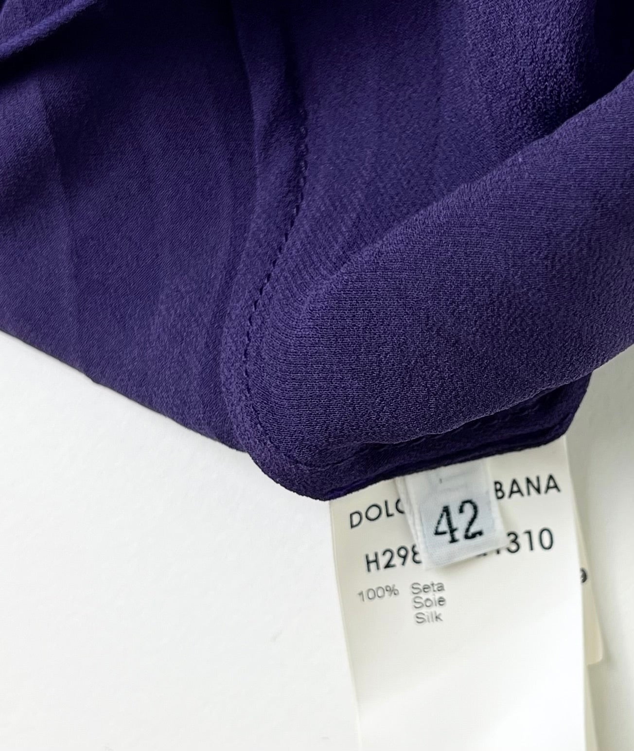 Dolce & Gabbana Fall 2000 Purple Pleated Silk Dress with Leather Flower & Matching Stola
