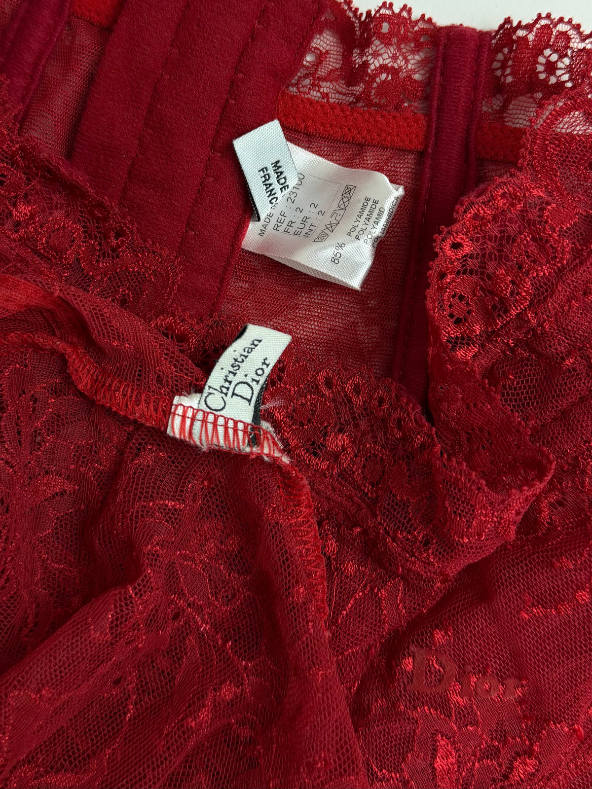 Dior by John Galliano 2003 Red Lace Top & Garter Belt
