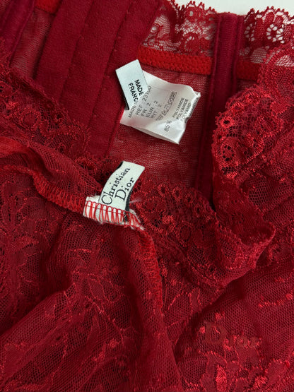 Dior by John Galliano 2003 Red Lace Top & Garter Belt