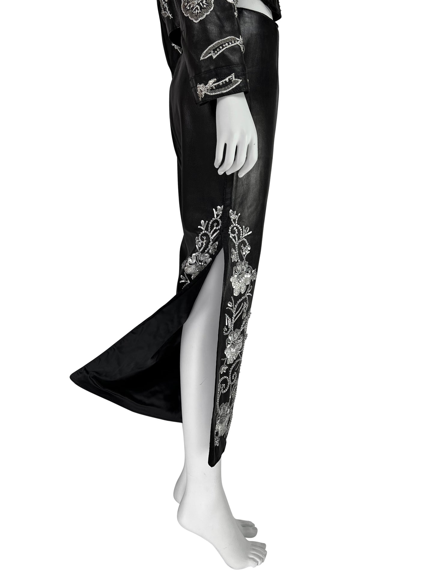 Dolce & Gabbana Spring 2000 Embroidered Leather Capri Pants