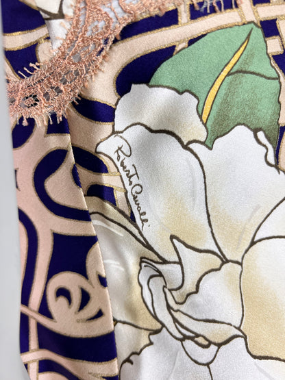 Roberto Cavalli Fall 2006 Blue Beige Silk Slip Dress