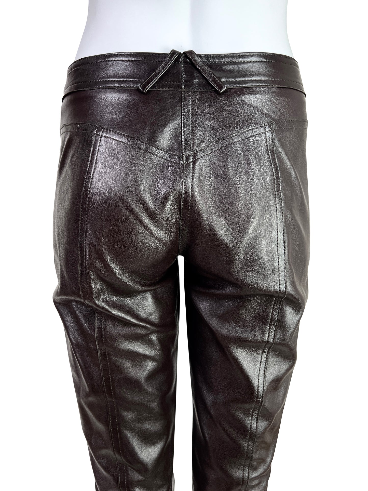 Dior Fall 2003 Leather Lace-Up Pants in Dark Chocolate