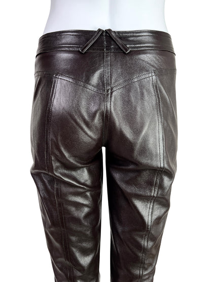Dior Fall 2003 Leather Lace-Up Pants in Dark Chocolate