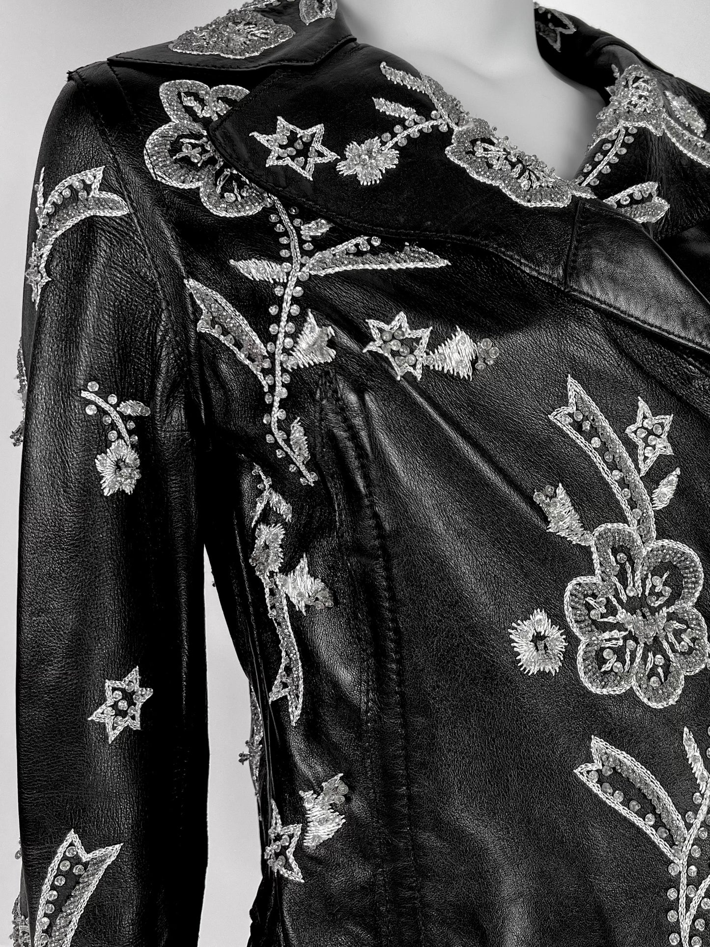 Dolce & Gabbana Spring 2000 Embroidered Leather Jacket