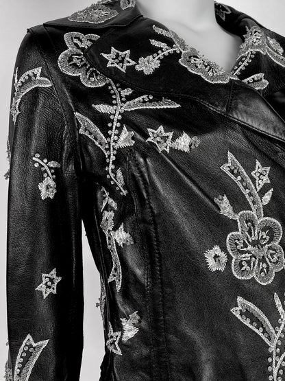 Dolce & Gabbana Spring 2000 Embroidered Leather Jacket