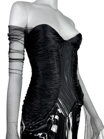 Roberto Cavalli Fall 2003 Black Corseted Dress