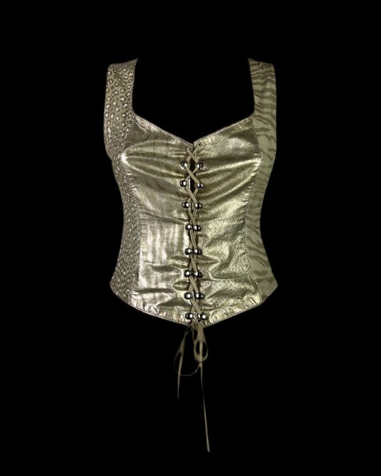 Roberto Cavalli Fall 1994 Leather Patchwork Top