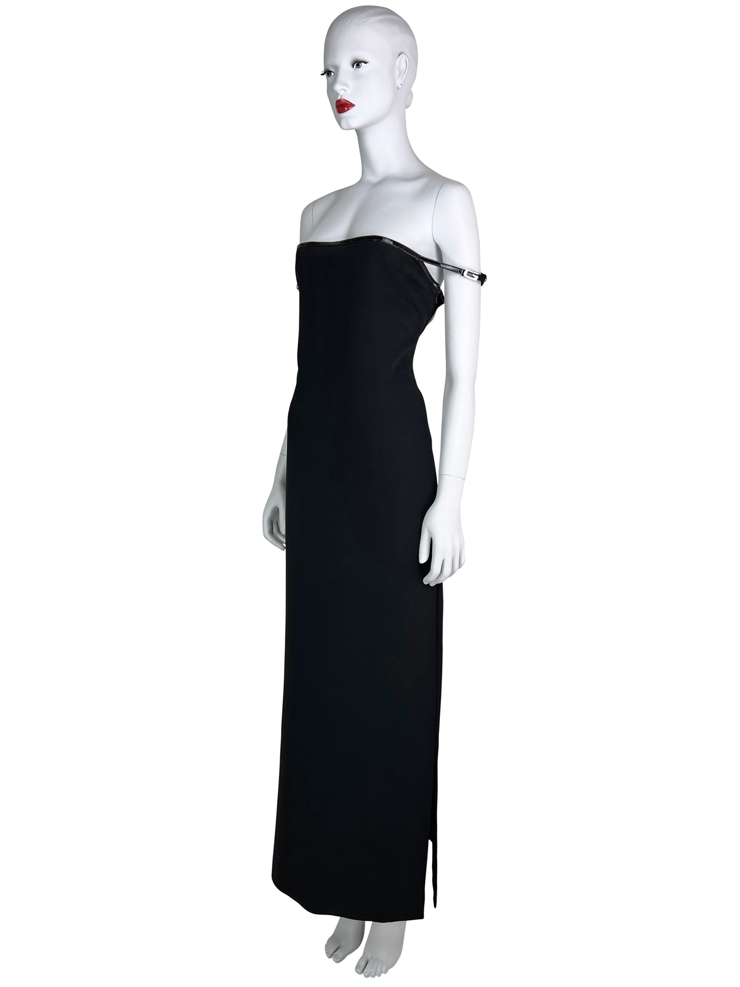 Gucci Fall 1997 G-logo Strap Evening Black Dress