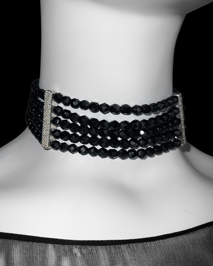 Dior by John Galliano c. 1999 Multistrand Black Choker with Pavé Hardware