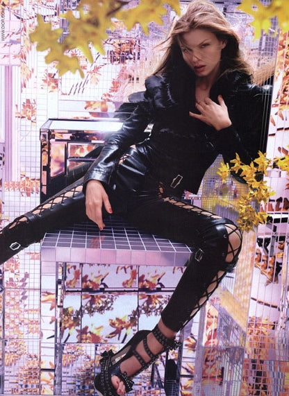 Dior Fall 2003 Leather Lace-Up Pants in Dark Chocolate