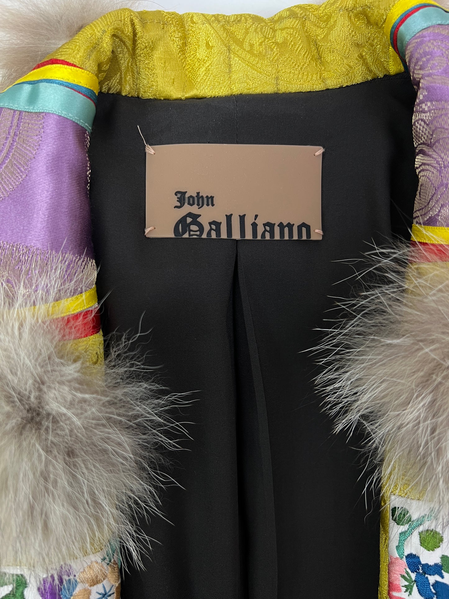 John Galliano Fall 2002 Fur Trim Silk Blazer