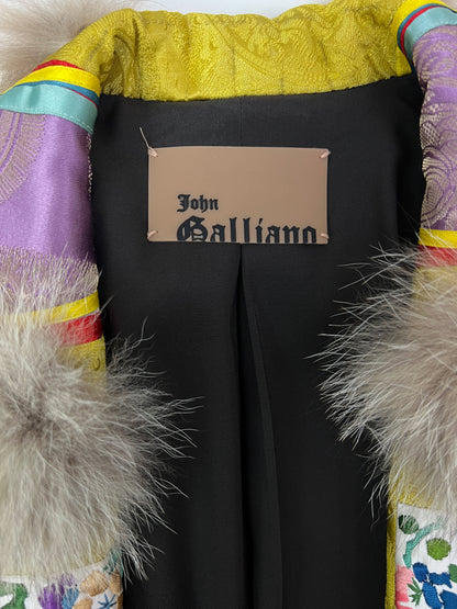 John Galliano Fall 2002 Fur Trim Silk Blazer