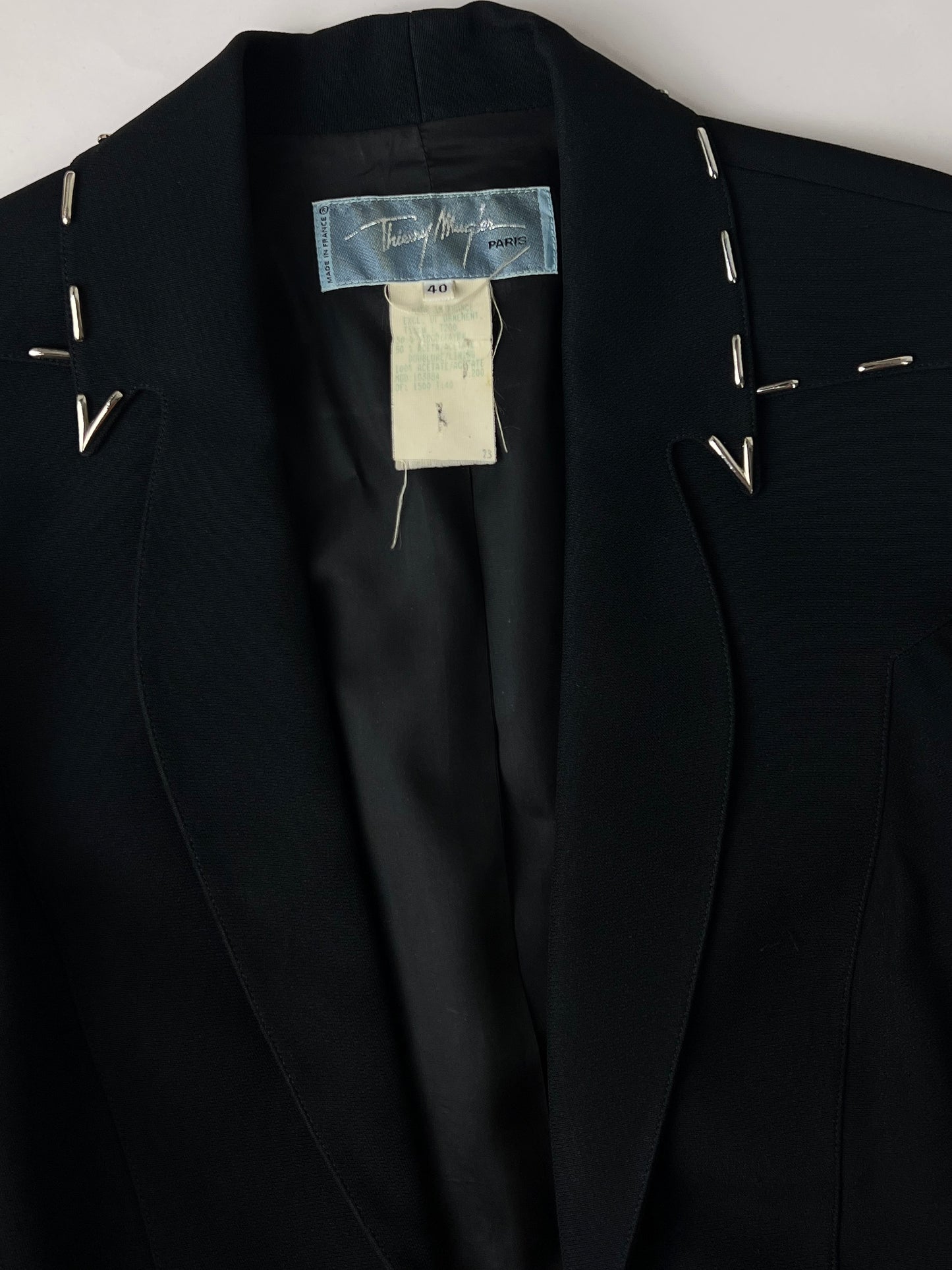 Thierry Mugler Fall 1996 Runway Blazer with Signature Metal Stitching Detail