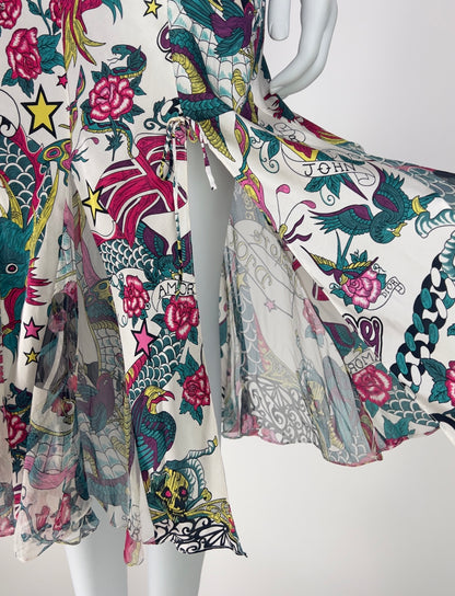 Dior by John Galliano Spring 2004 Gitane Print Bias-Cut Slip Dress
