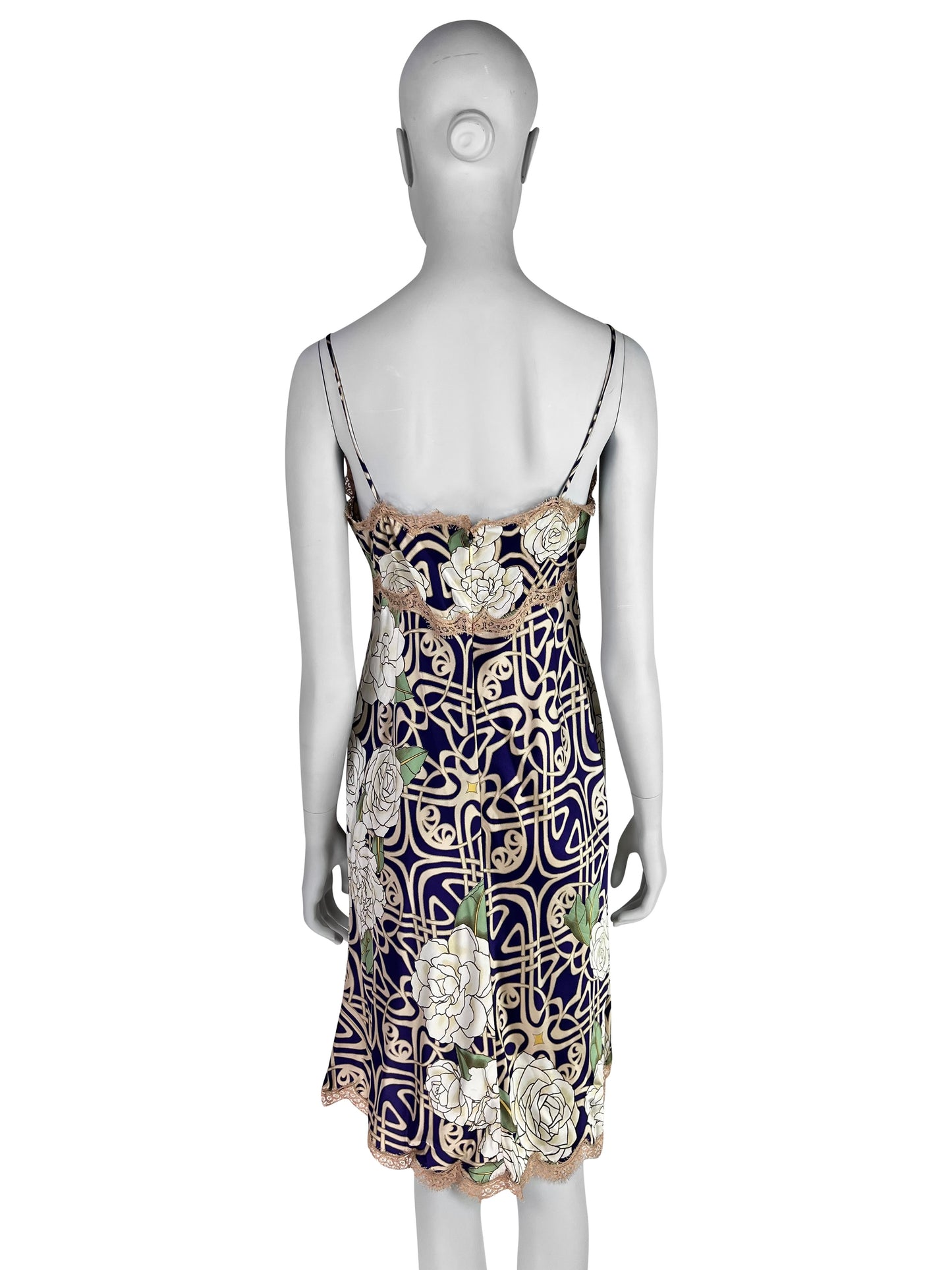 Roberto Cavalli Fall 2006 Blue Beige Silk Slip Dress