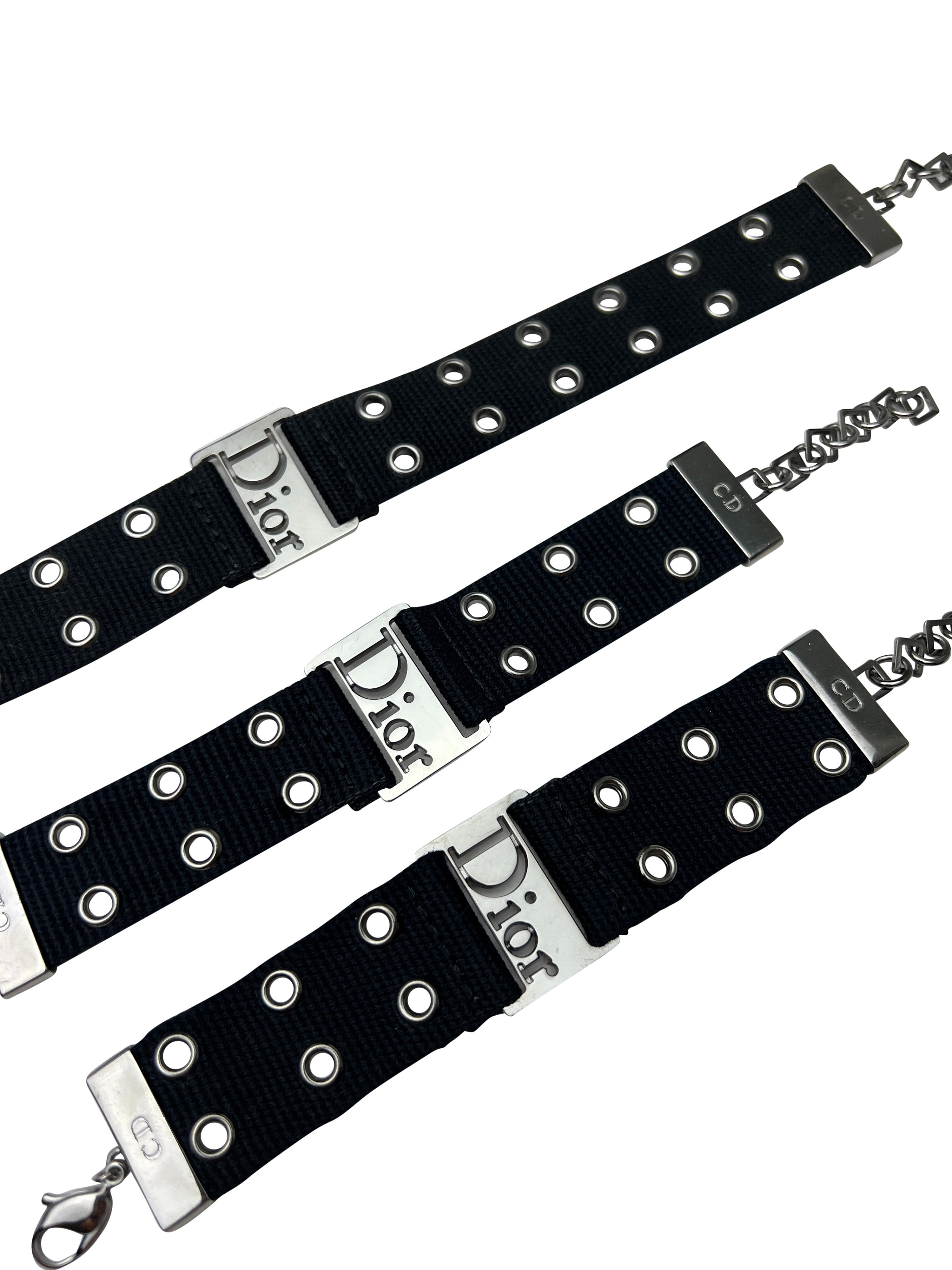 Dior Spring 2002 Street Chic Canvas Choker + Bracelets Jewelry Set