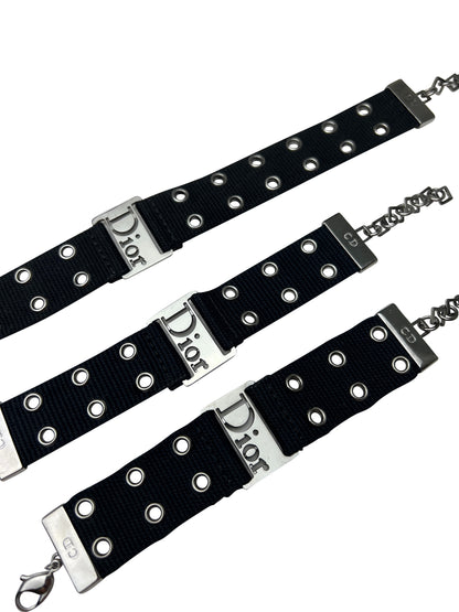 Dior Spring 2002 Street Chic Canvas Choker + Bracelets Jewelry Set