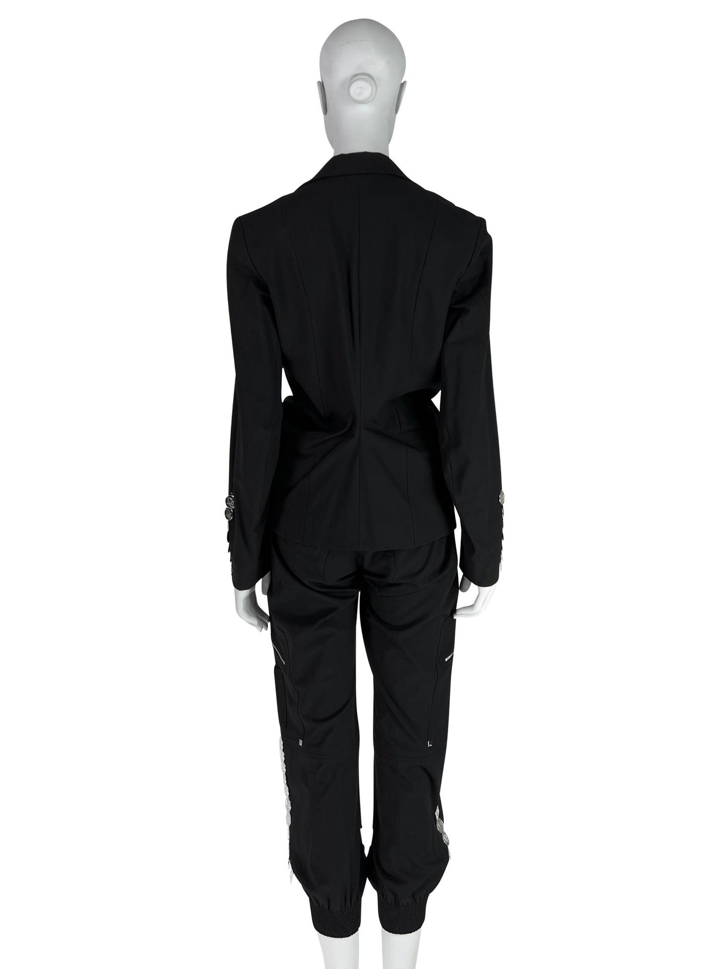 Dior by John Galliano Spring 2004 Black Suit with Silver Logo Coins