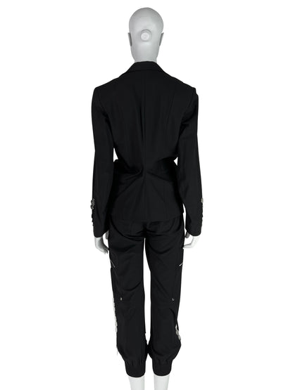 Dior by John Galliano Spring 2004 Black Suit with Silver Logo Coins