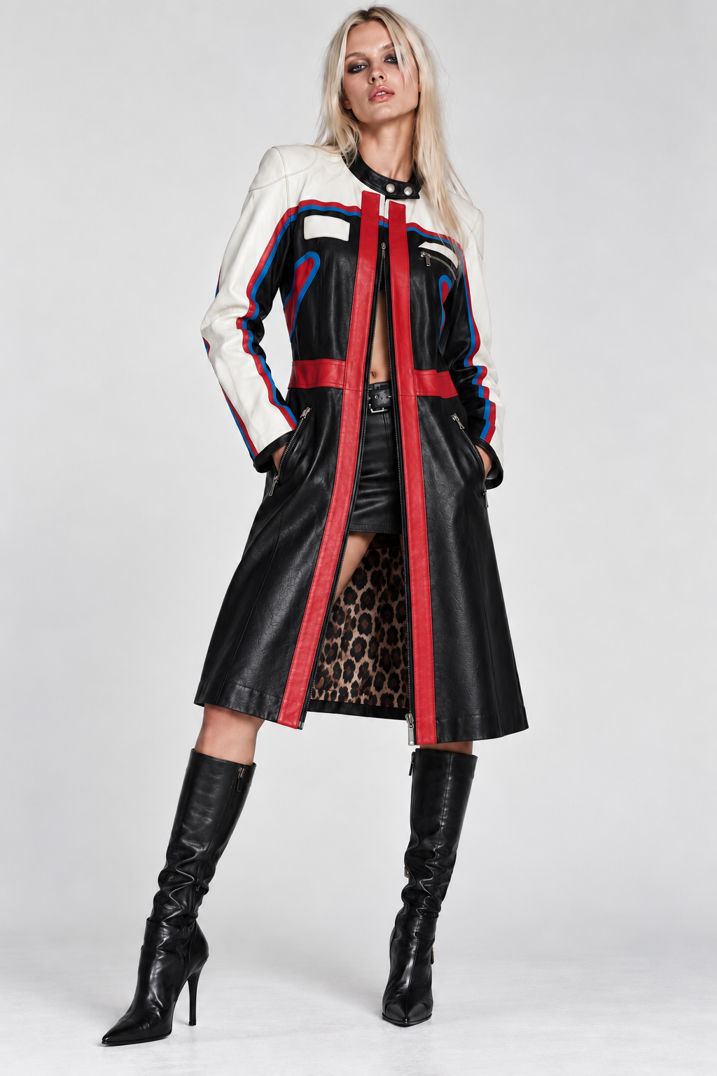 Rare Runway Dolce & Gabbana Spring 2001 Leather Moto Coat