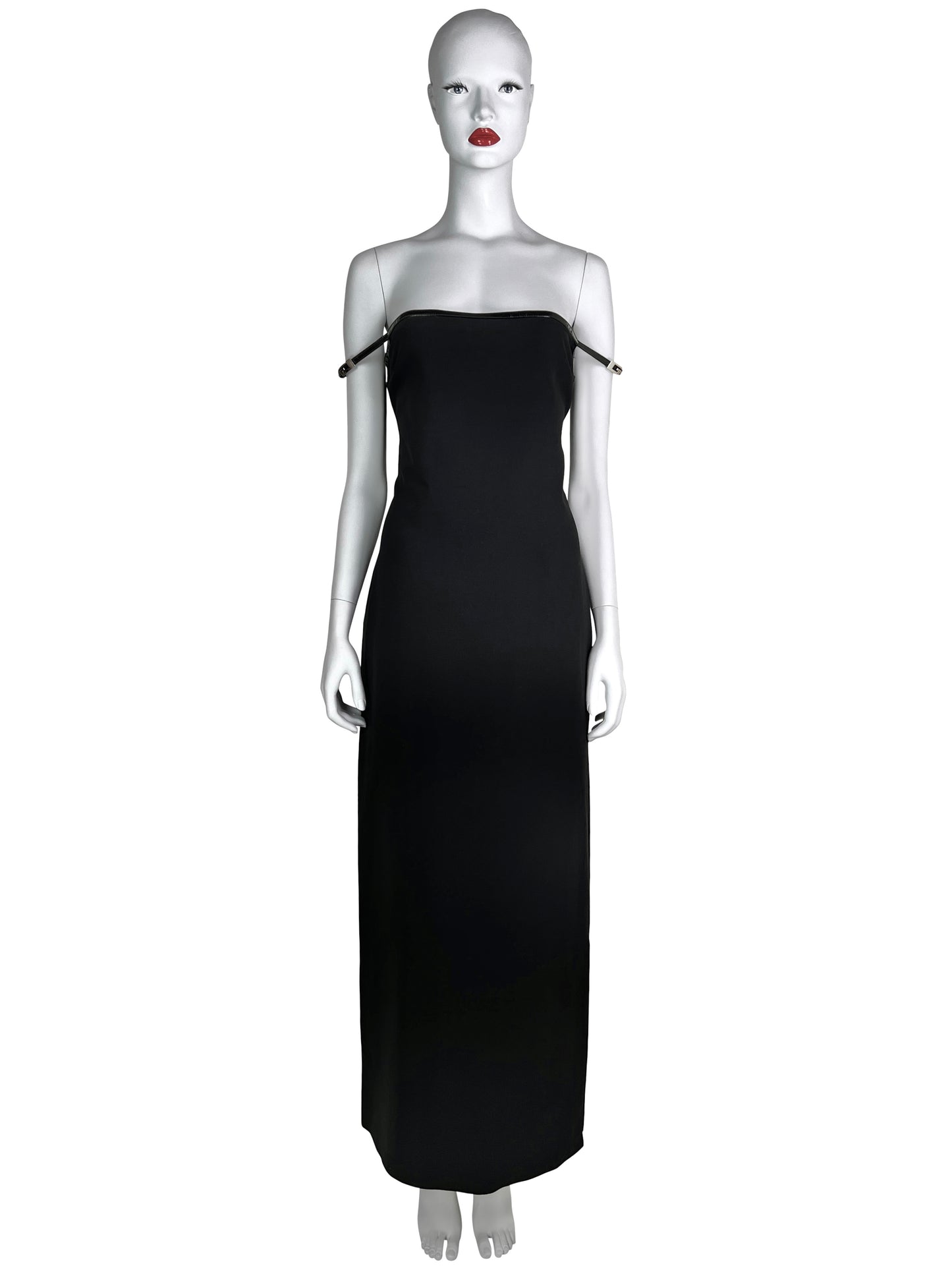 Gucci Fall 1997 G-logo Strap Evening Black Dress