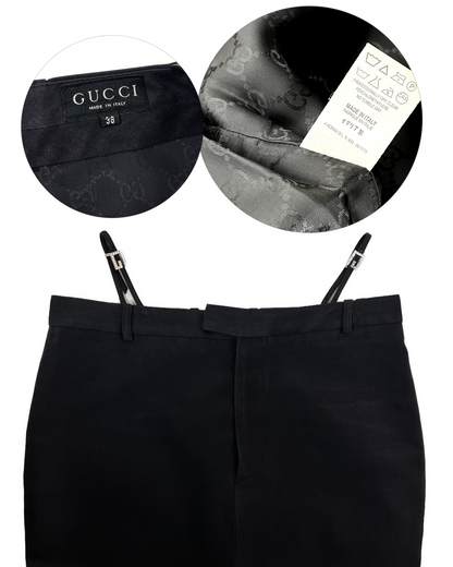 Gucci Spring 1998 Swarovski Logo G-string Silk Pencil Skirt