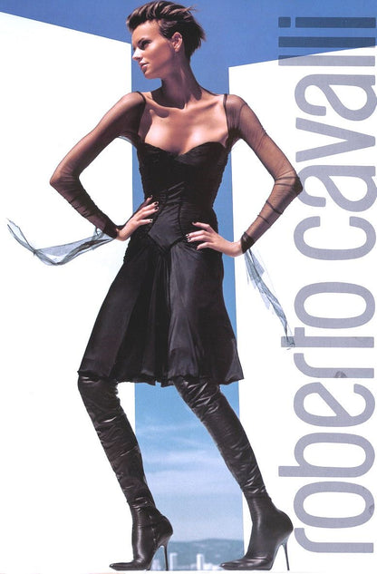 Roberto Cavalli Fall 2003 Black Corseted Dress