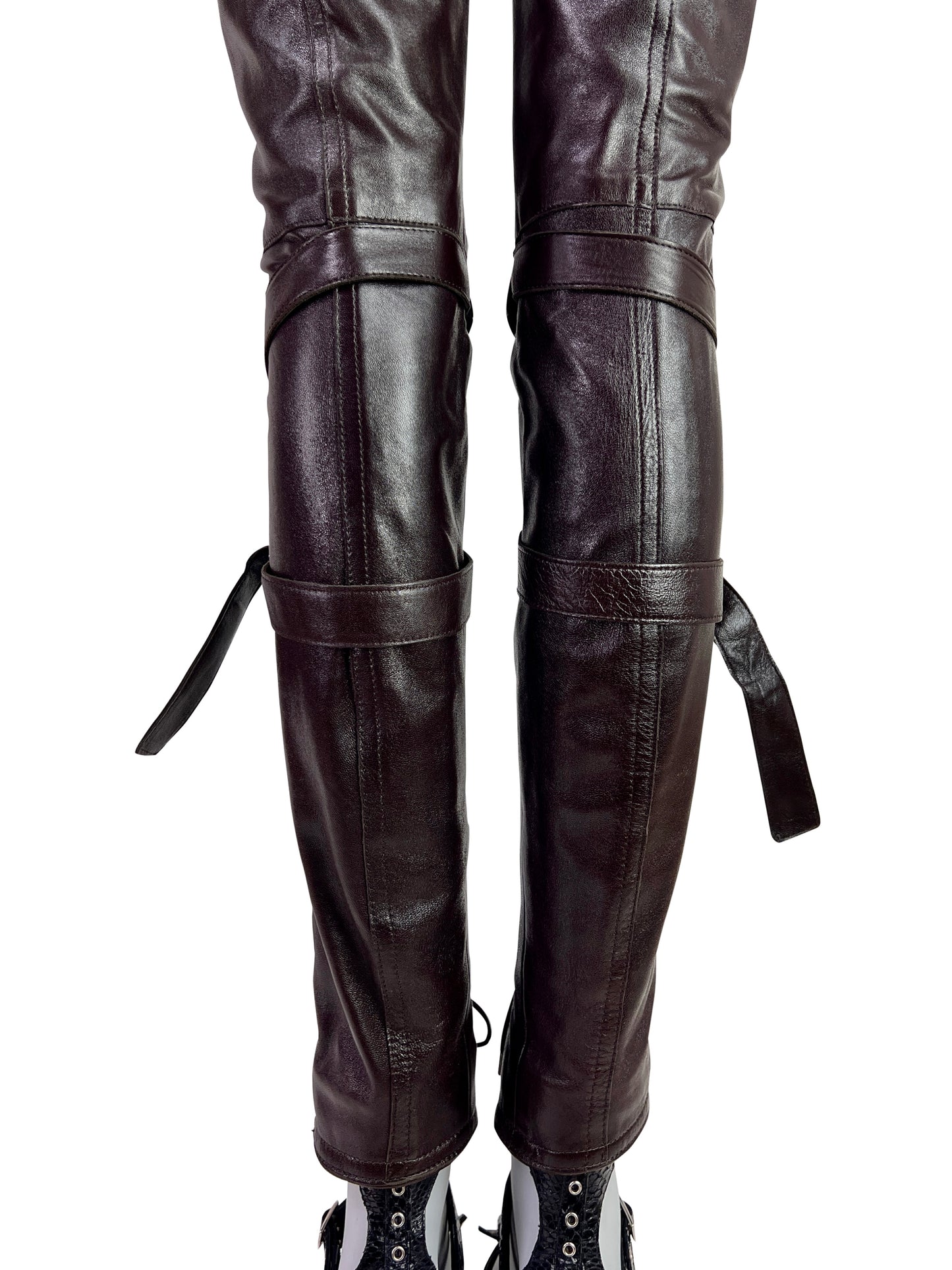Dior Fall 2003 Leather Lace-Up Pants in Dark Chocolate