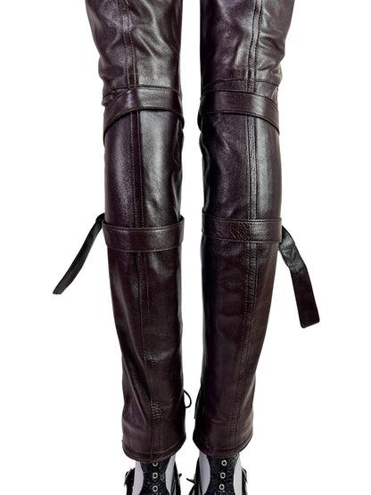 Dior Fall 2003 Leather Lace-Up Pants in Dark Chocolate