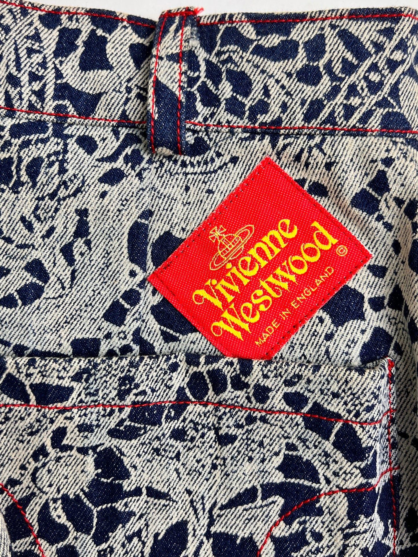 Vivienne Westwood Fall 1992 “Always on Camera” Printed Lace Screen Denim Set