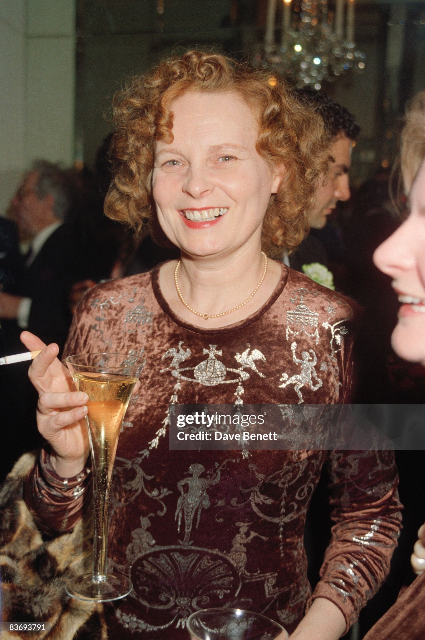 Vivienne Westwood Fall 1990 “Portrait Collection” Foiled “Boulle” Printed Velvet Bodycon Dress