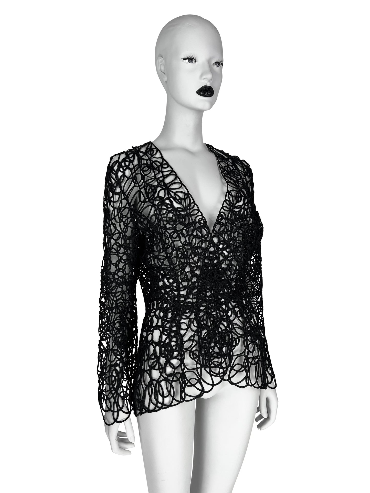Thierry Mugler Spring 1999 Openwork Corded Lace Blazer