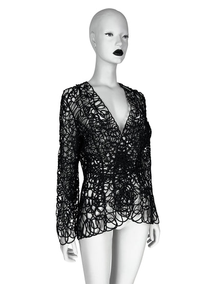 Thierry Mugler Spring 1999 Openwork Corded Lace Blazer