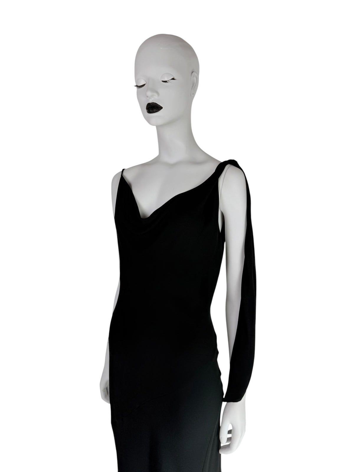 John Galliano Spring 1998 Bias-Cut Draped Black Dress