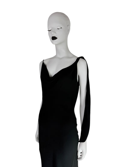 John Galliano Spring 1998 Bias-Cut Draped Black Dress