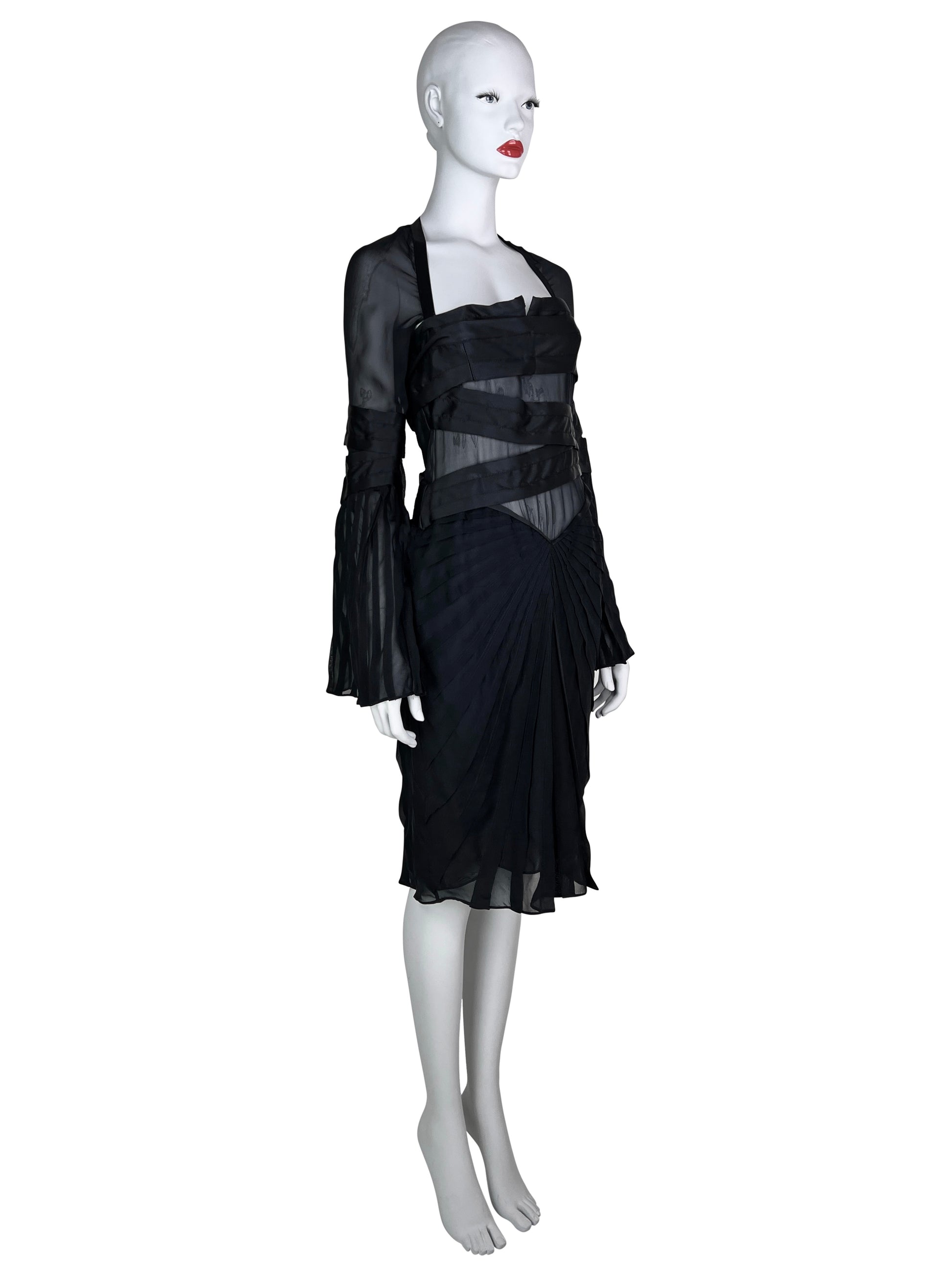 Gucci Fall 2004 Pleated Bondage Silk Dress QV Archive Gucci Fall 2004 Pleated Bondage Silk Dress QV Archive