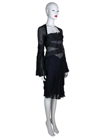 Gucci Fall 2004 Pleated Bondage Silk Dress