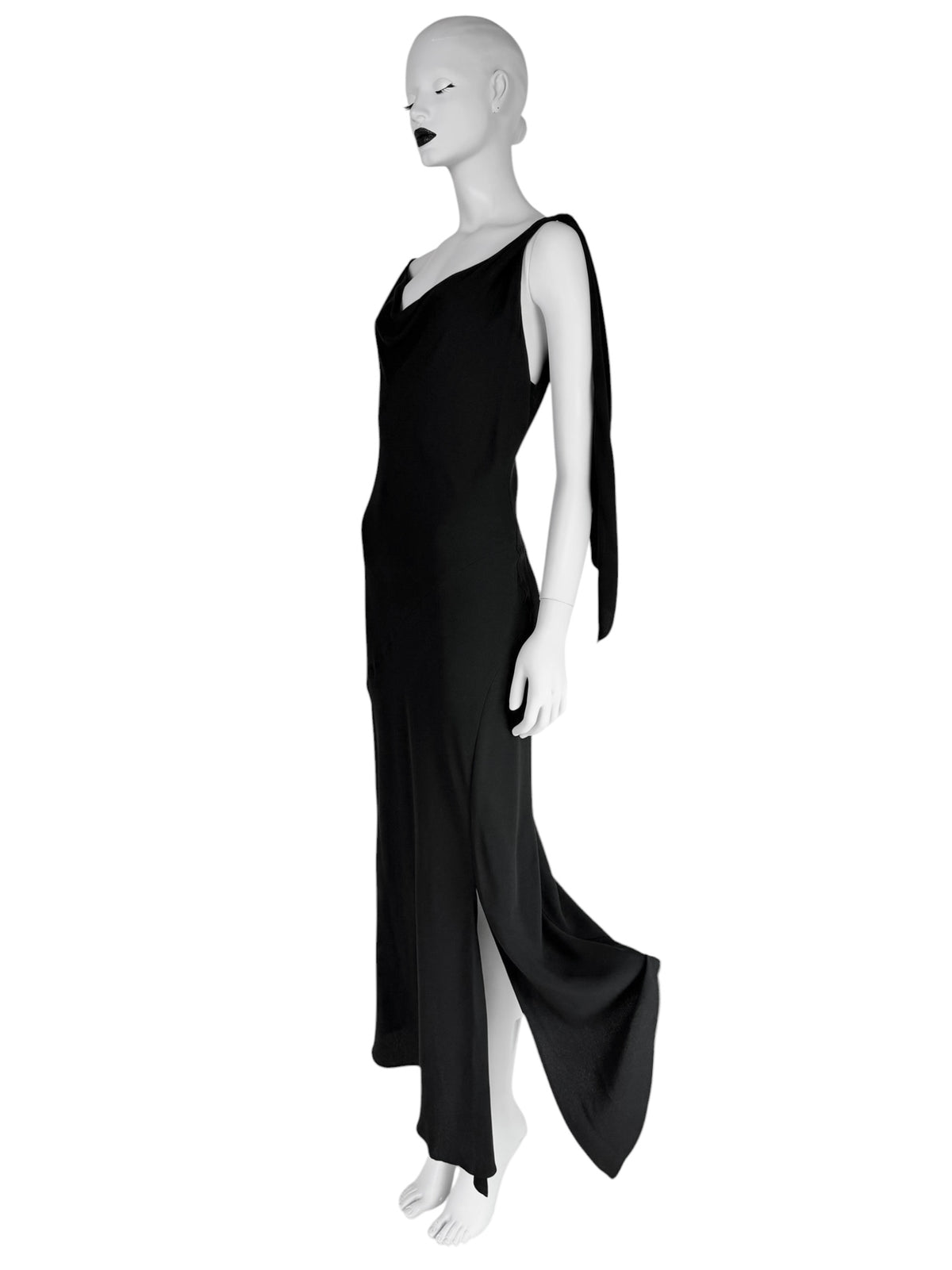 John Galliano Spring 1998 Bias-Cut Draped Black Dress