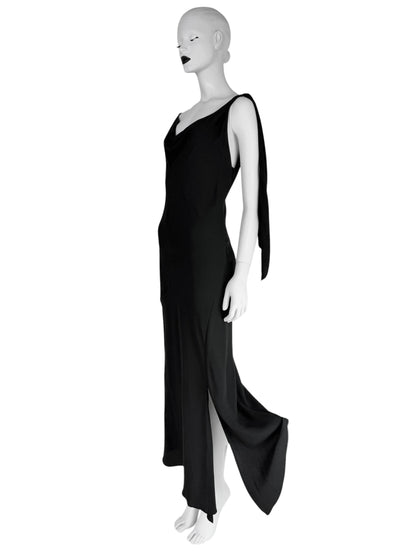 John Galliano Spring 1998 Bias-Cut Draped Black Dress