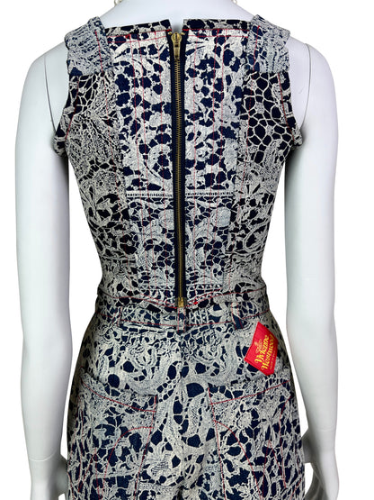 Vivienne Westwood Fall 1992 “Always on Camera” Printed Lace Screen Denim Set