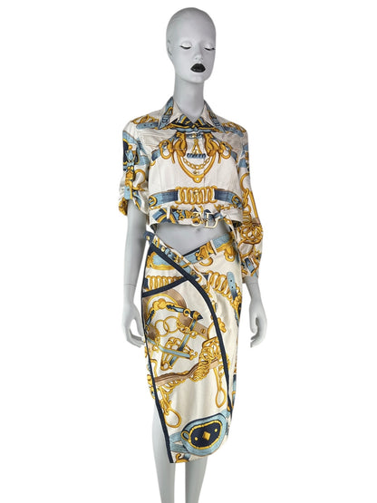 Dior by John Galliano Spring 2000 Equestrian Print Silk Ensemble