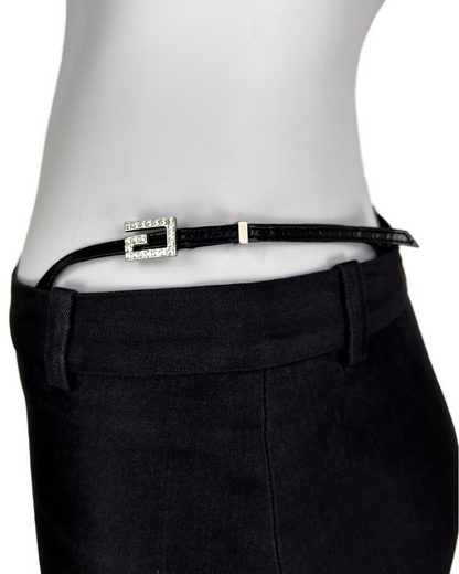Gucci Spring 1998 Swarovski Logo G-string Silk Pencil Skirt