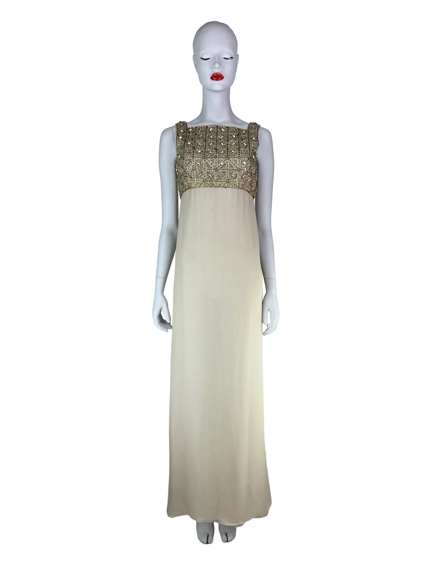 Oscar de la Renta Spring 1996 Runway Silk Chiffon Embellished Column Gown