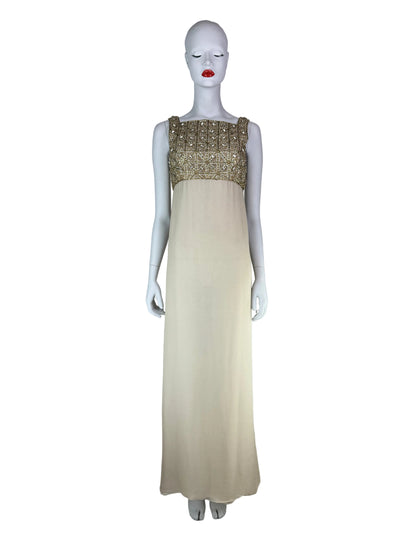Oscar de la Renta Spring 1996 Runway Silk Chiffon Embellished Column Gown