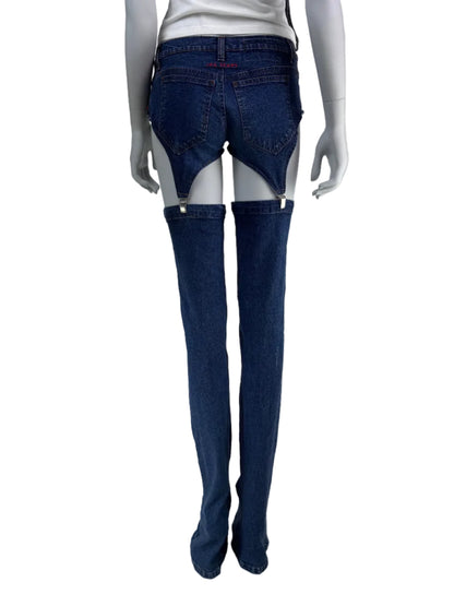 Rare 1990s Jean-Paul Gaultier JPG Jean’s Stockings Shorts-to-Jeans