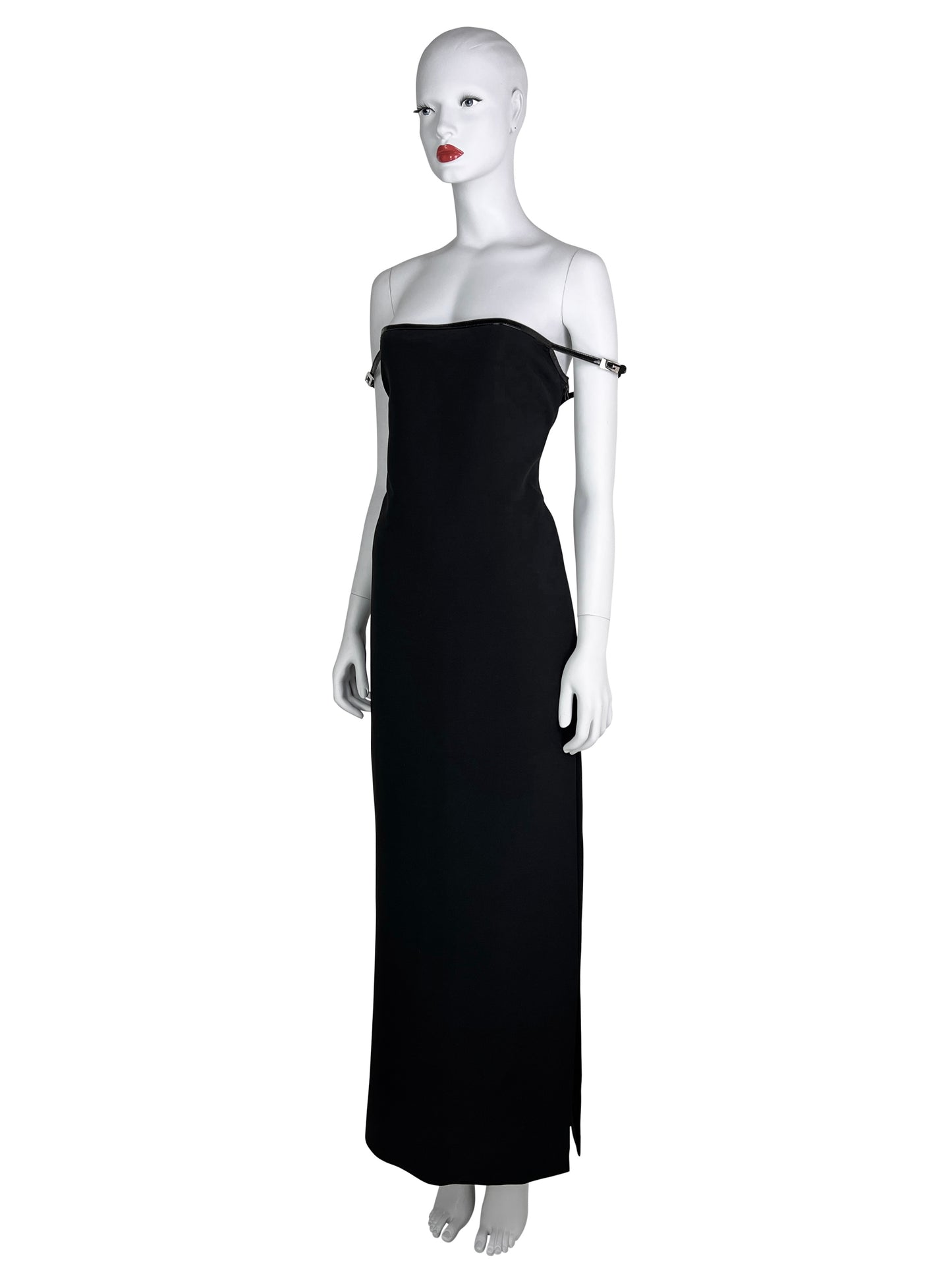 Gucci Fall 1997 G-logo Strap Evening Black Dress