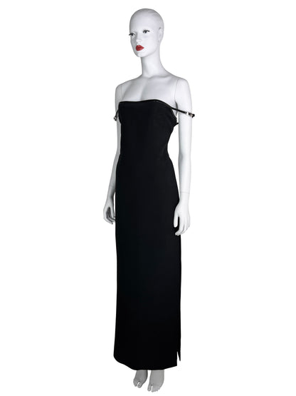 Gucci Fall 1997 G-logo Strap Evening Black Dress