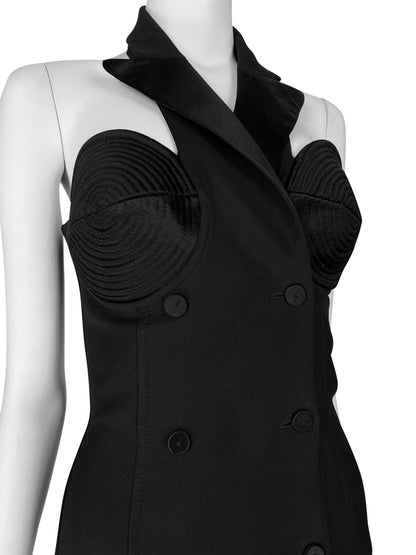 Jean-Paul Gaultier Resort 2011 Halterneck Tuxedo Dress with Iconic Conical Bust Construction