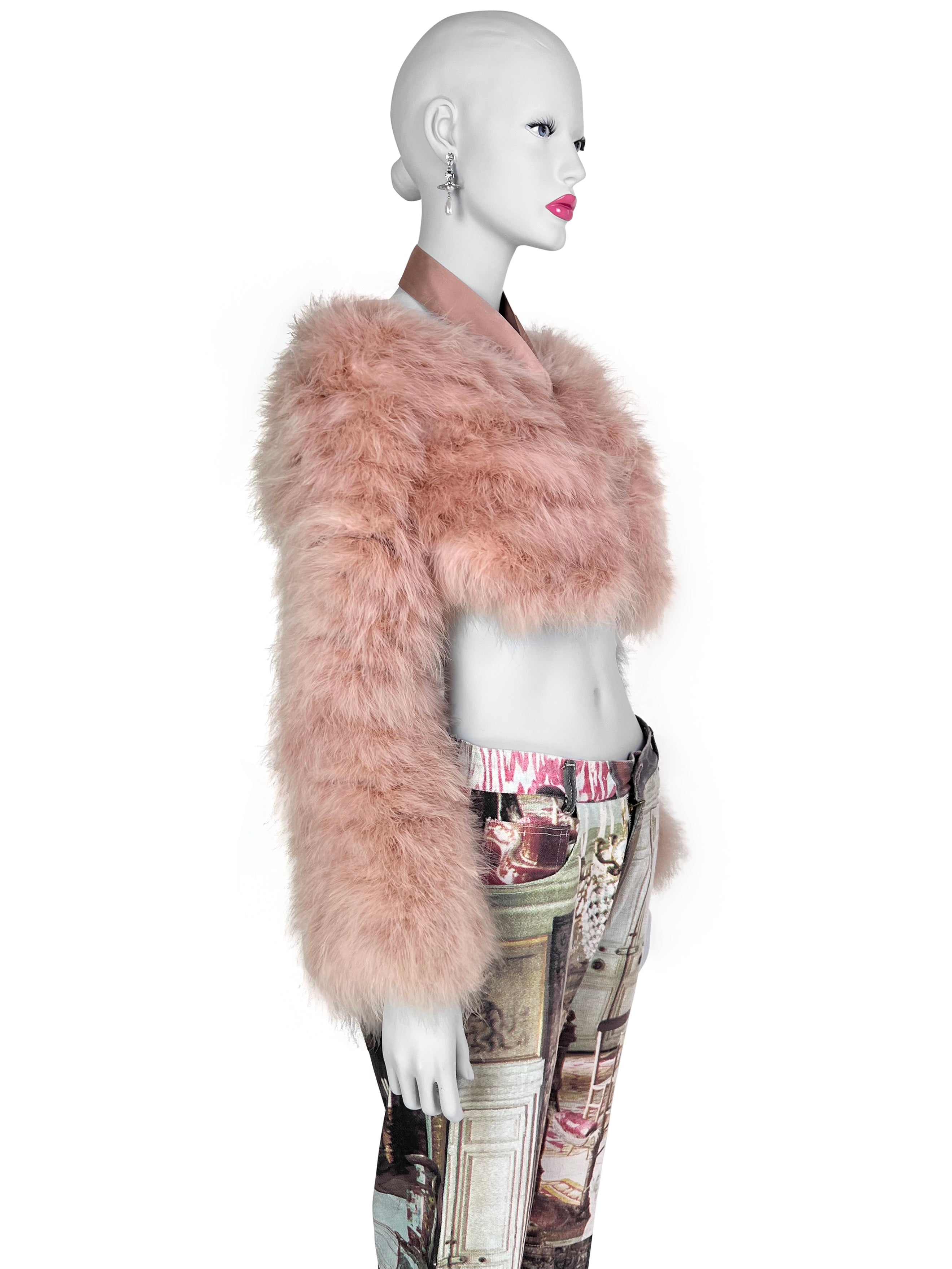 Gucci Spring 2004 Blush Pink Marabout Feather Bolero Jacket